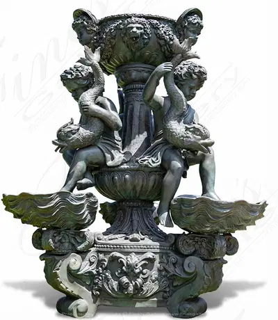 Rare Museum Quality Tiered Bronze Cherubs Fountain