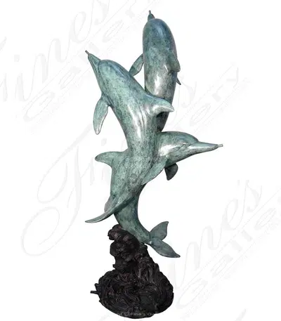 Centerpiece Dolphins Fountain Feature in Bronze