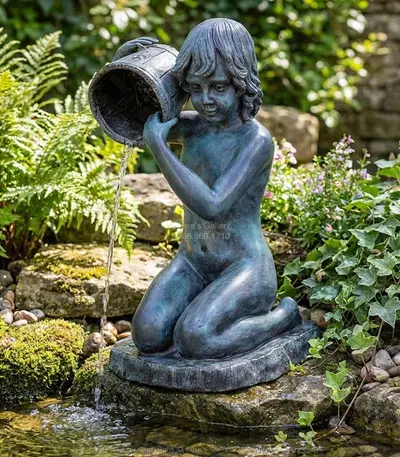 Child w/Bucket Bronze Fountain