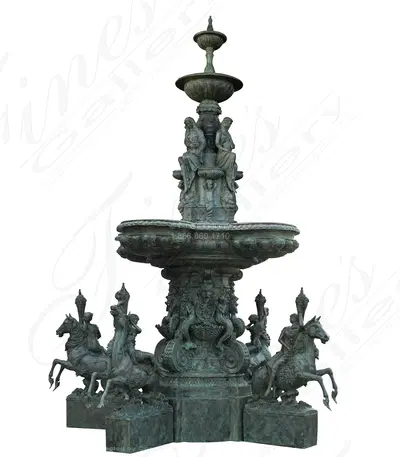 Elaborate Monumental Fountain in Patina Bronze