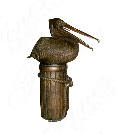 Pelican on Deck Post Bronze Fountain