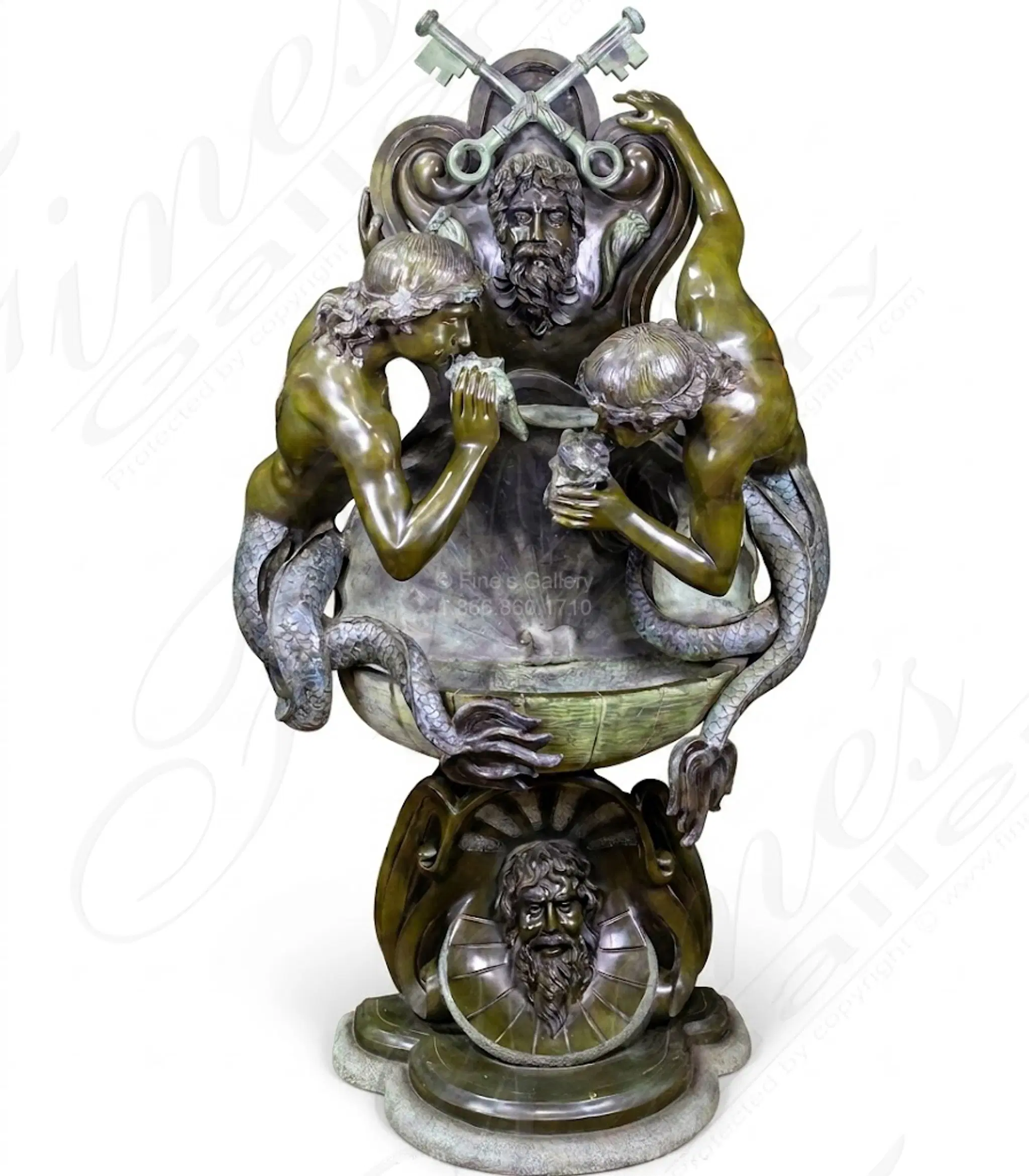 Vintage Mystical Bronze Wall Fountain — Model BF-165 — Hand-Crafted by Fine's Gallery