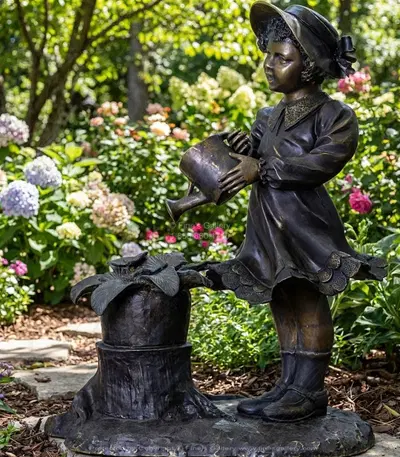 Bronze Fountain Girl with Watering Can