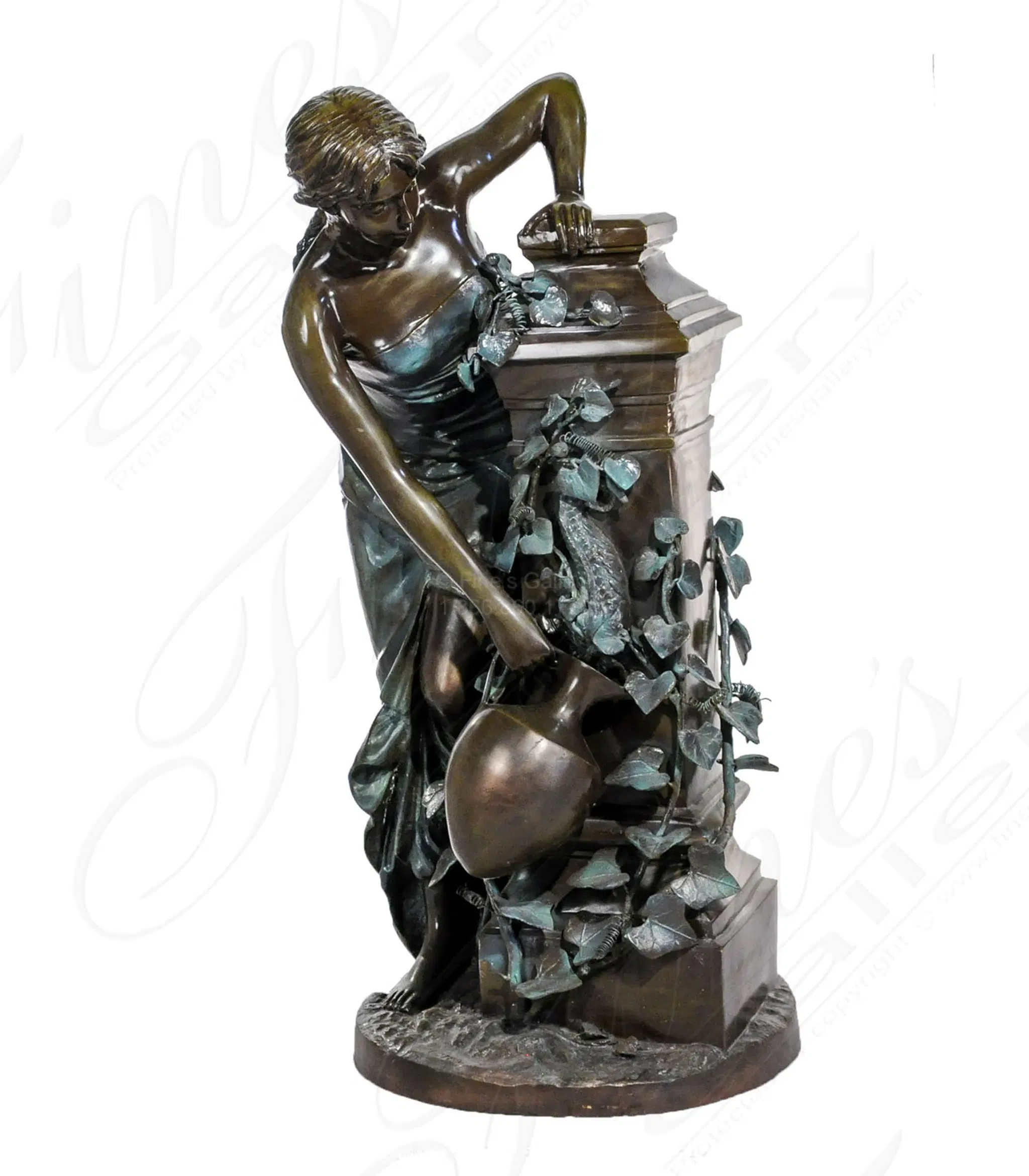 A Vintage Museum Quality Bronze Maiden and Vine Fountain