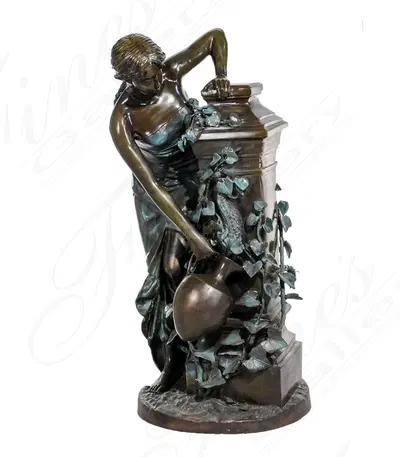 A Vintage Museum Quality Bronze Maiden and Vine Fountain