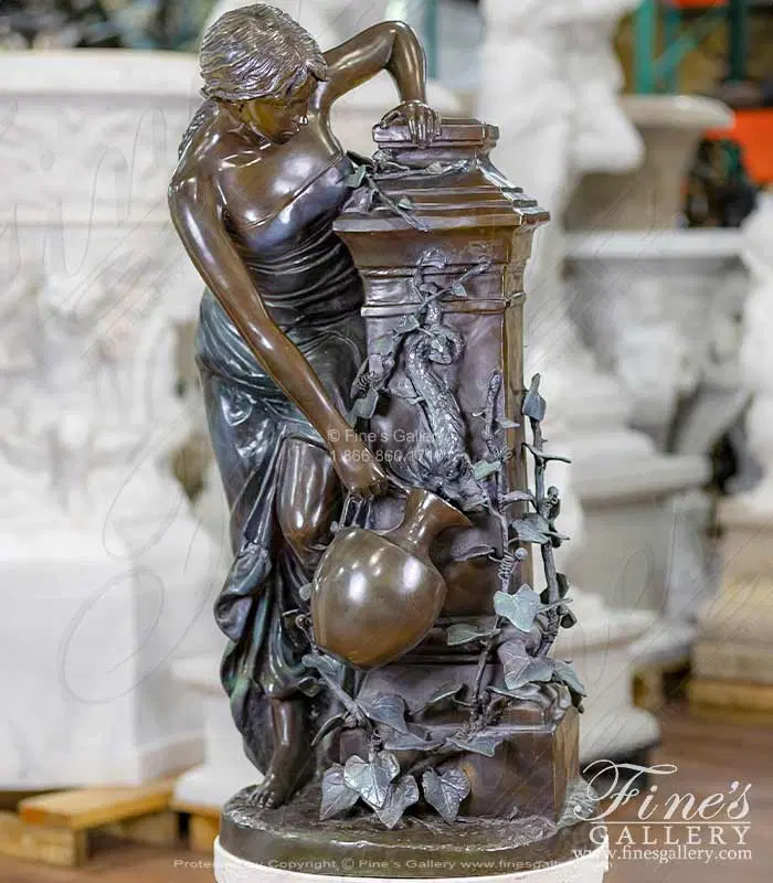 A Vintage Museum Quality Bronze Maiden and Vine Fountain
