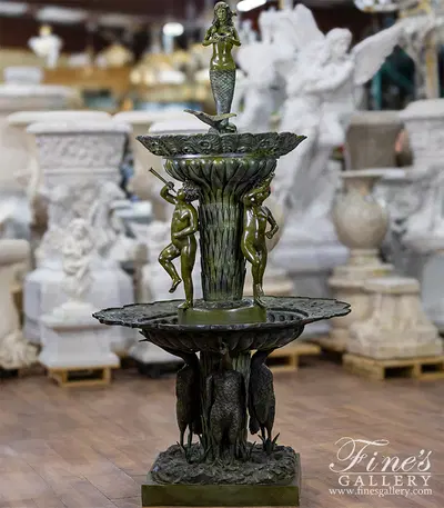 A Vintage Mythical Nature Bronze Fountain