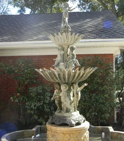 Cherub on Turtle Pedestal Fountain