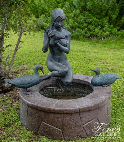 Bronze Fountain Lady Pouring Water