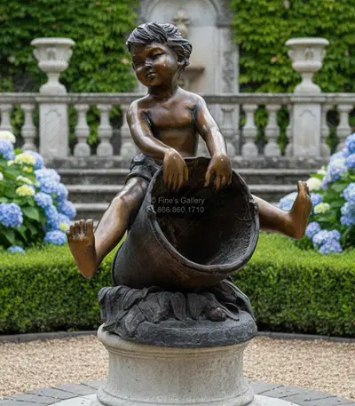 Buckets of Fun Bronze Fountain - Classic Youth Water Sculpture for Home Decor