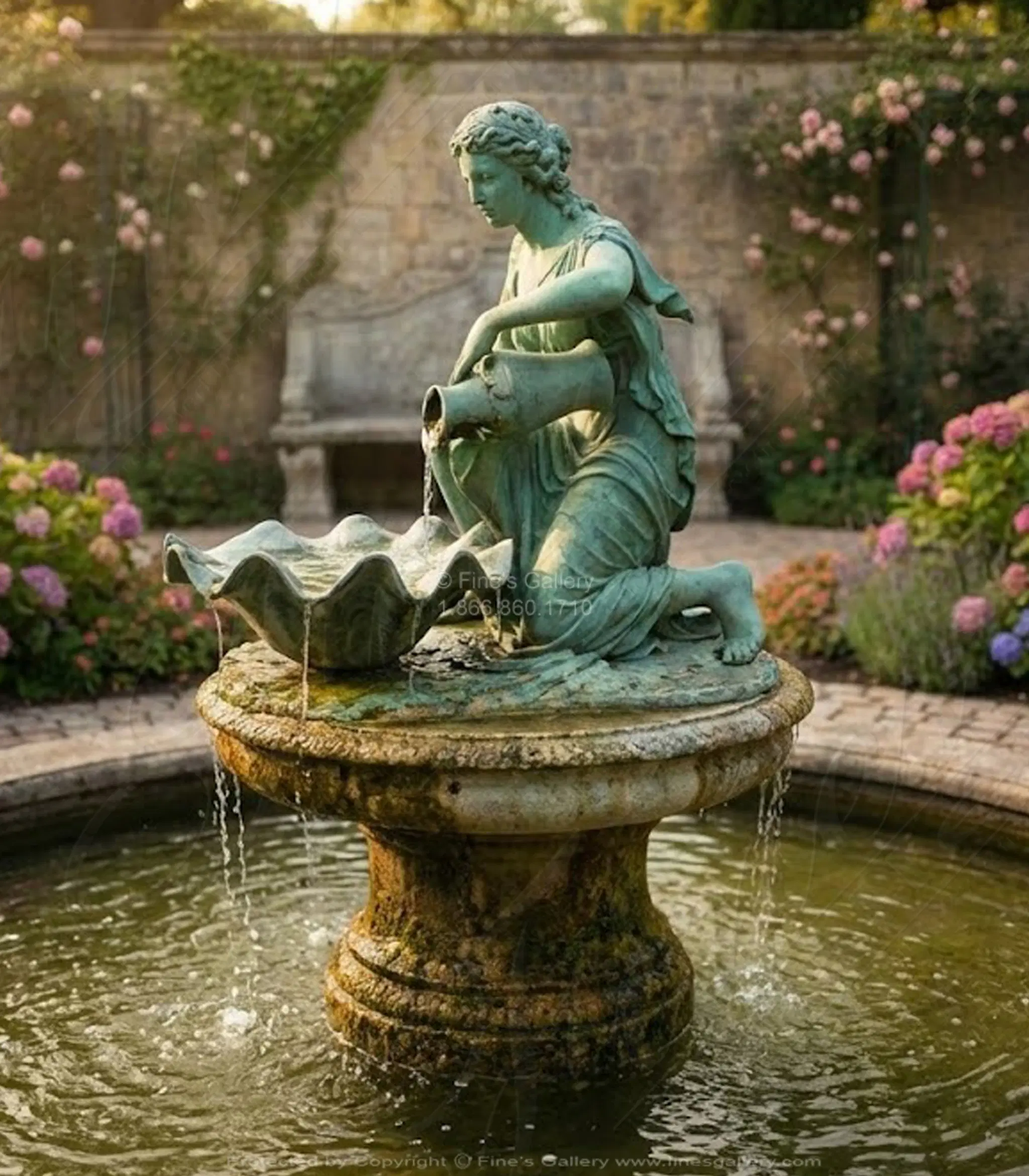 Lady Pouring Water Bronze Fountain