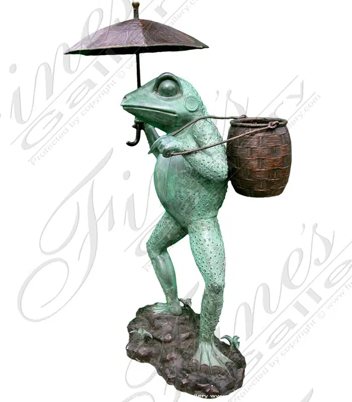 Umbrella Frog Bronze Fountain
