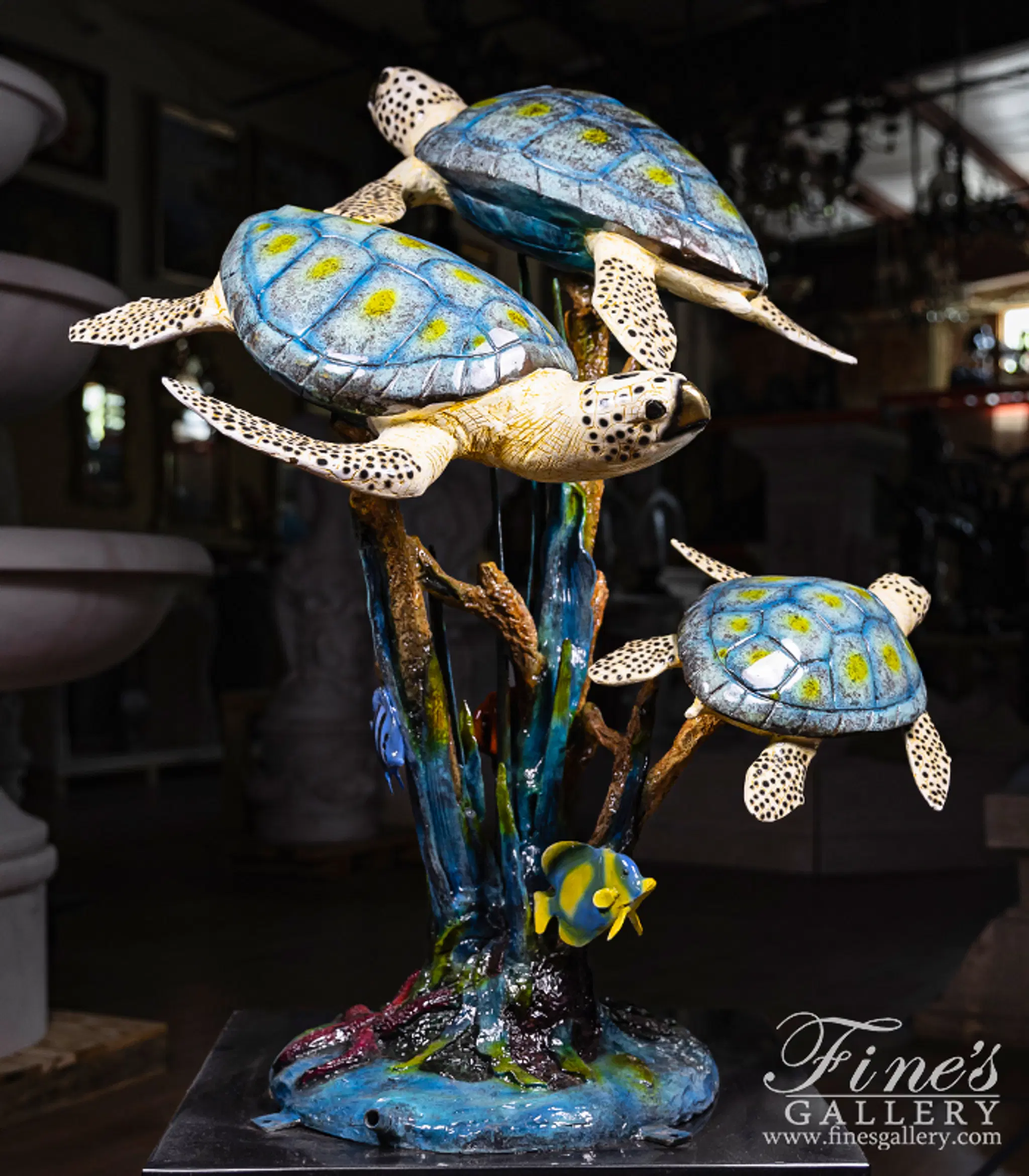 Bronze Sea Turtles Fountain — Model BF-312 — Hand-Crafted by Fine's Gallery