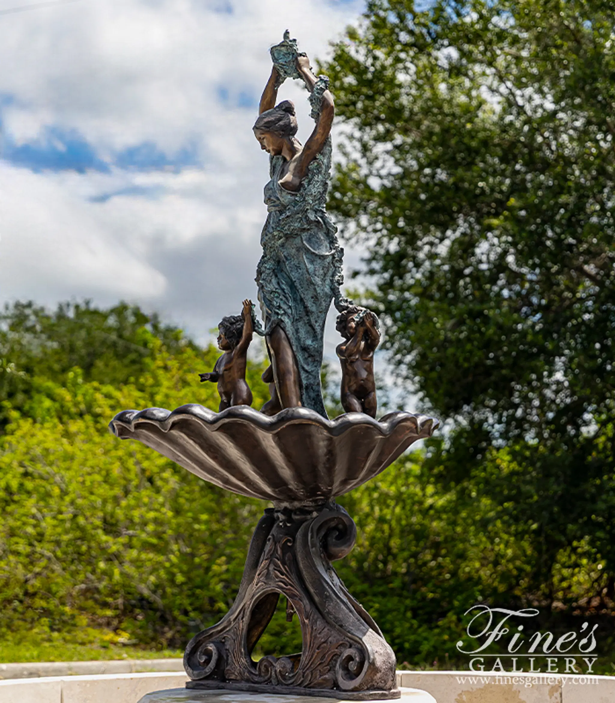 French Chateau Bronze Fountain — Model BF-353 — Hand-Crafted by Fine's Gallery