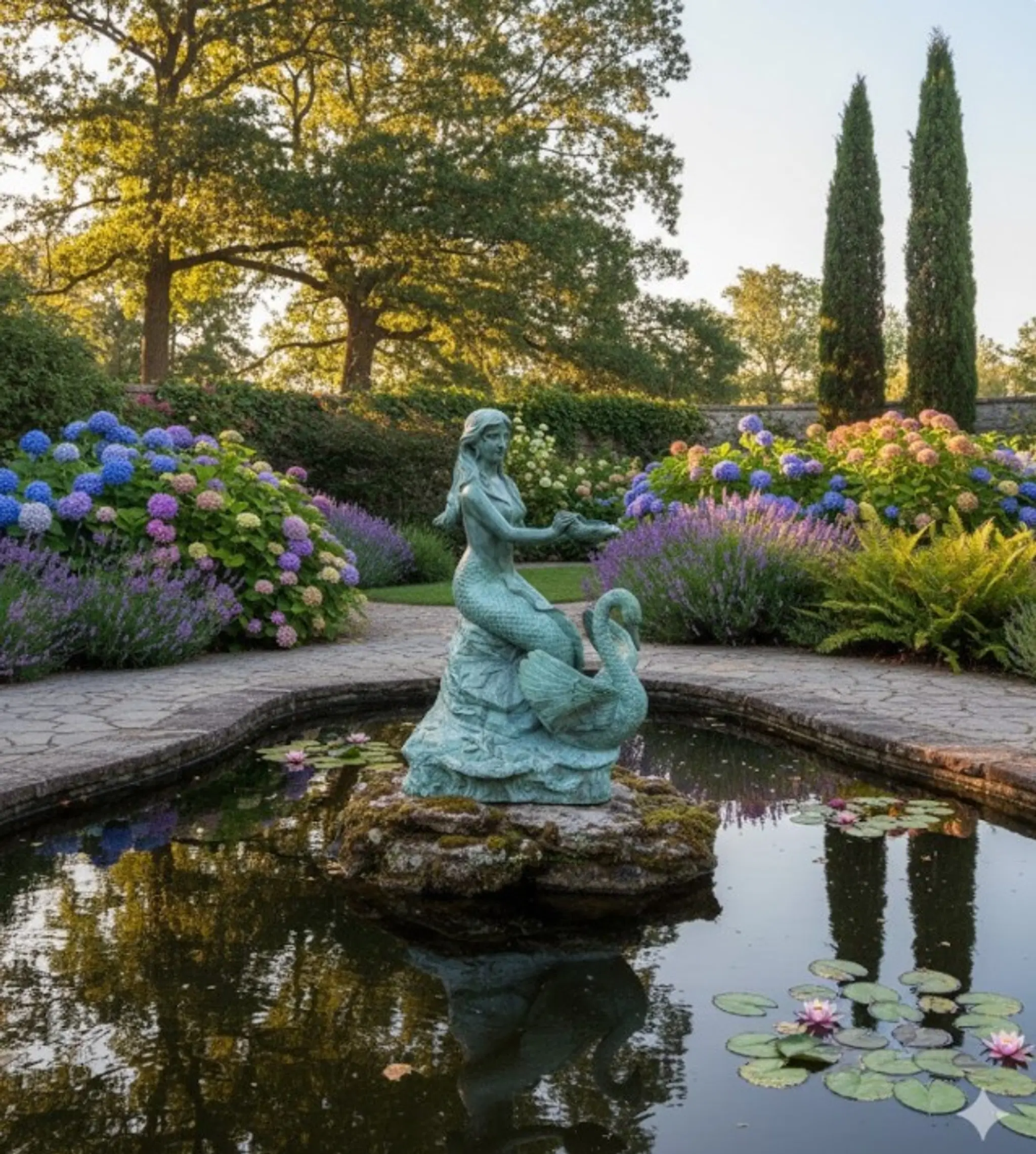 Bronze Mermaid Fountain Patina