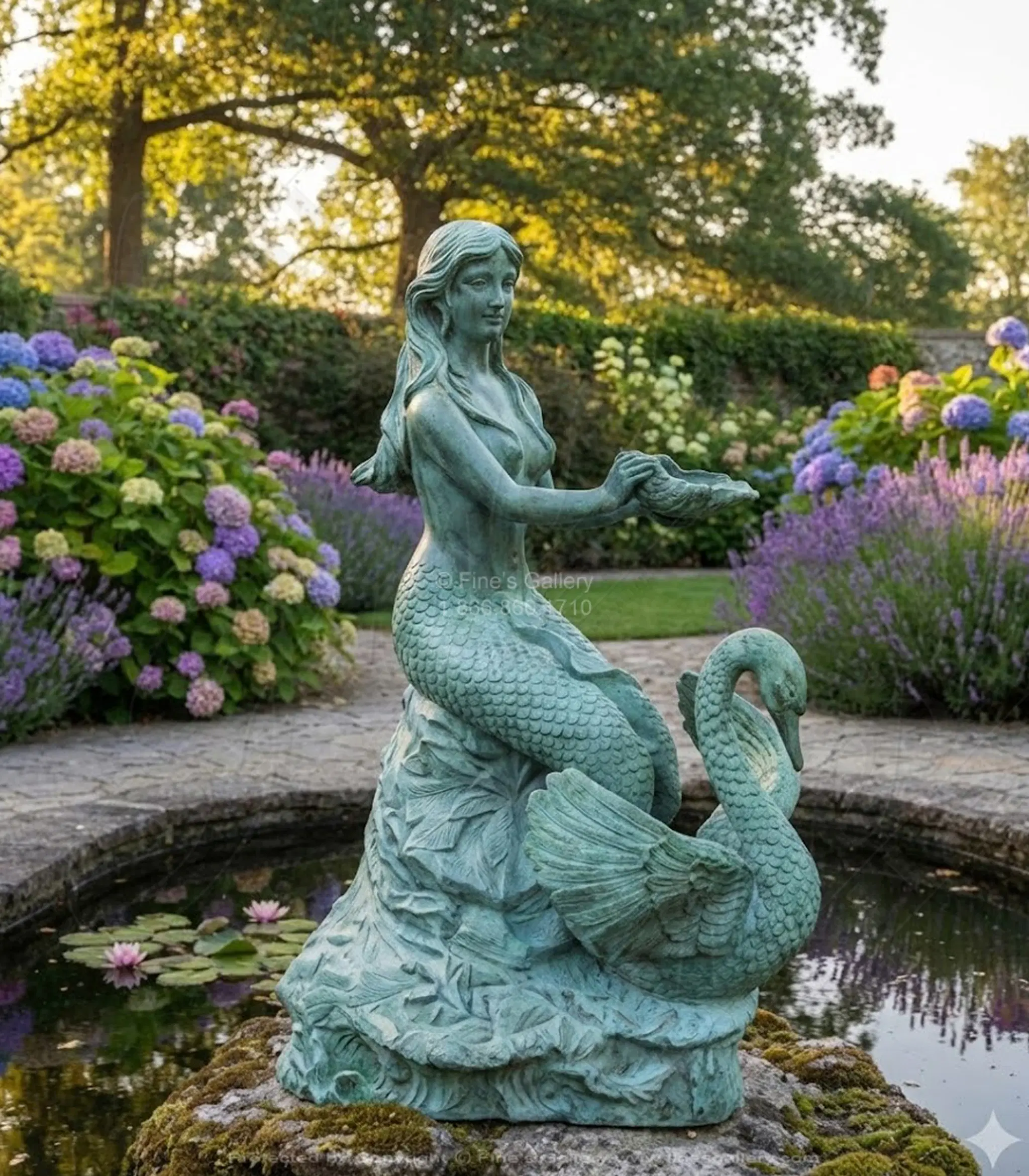 Bronze Mermaid Fountain Patina