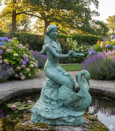 Bronze Mermaid Fountain Patina