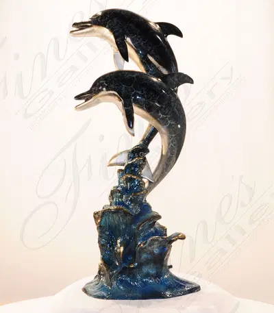 Two Dolphins Bronze Fountain