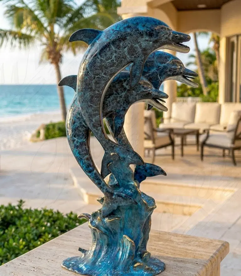 Three Bronze Dolphins Fountain