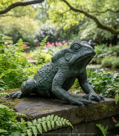Bronze Bullfrog Garden Fountain - Handcrafted Outdoor Water Feature