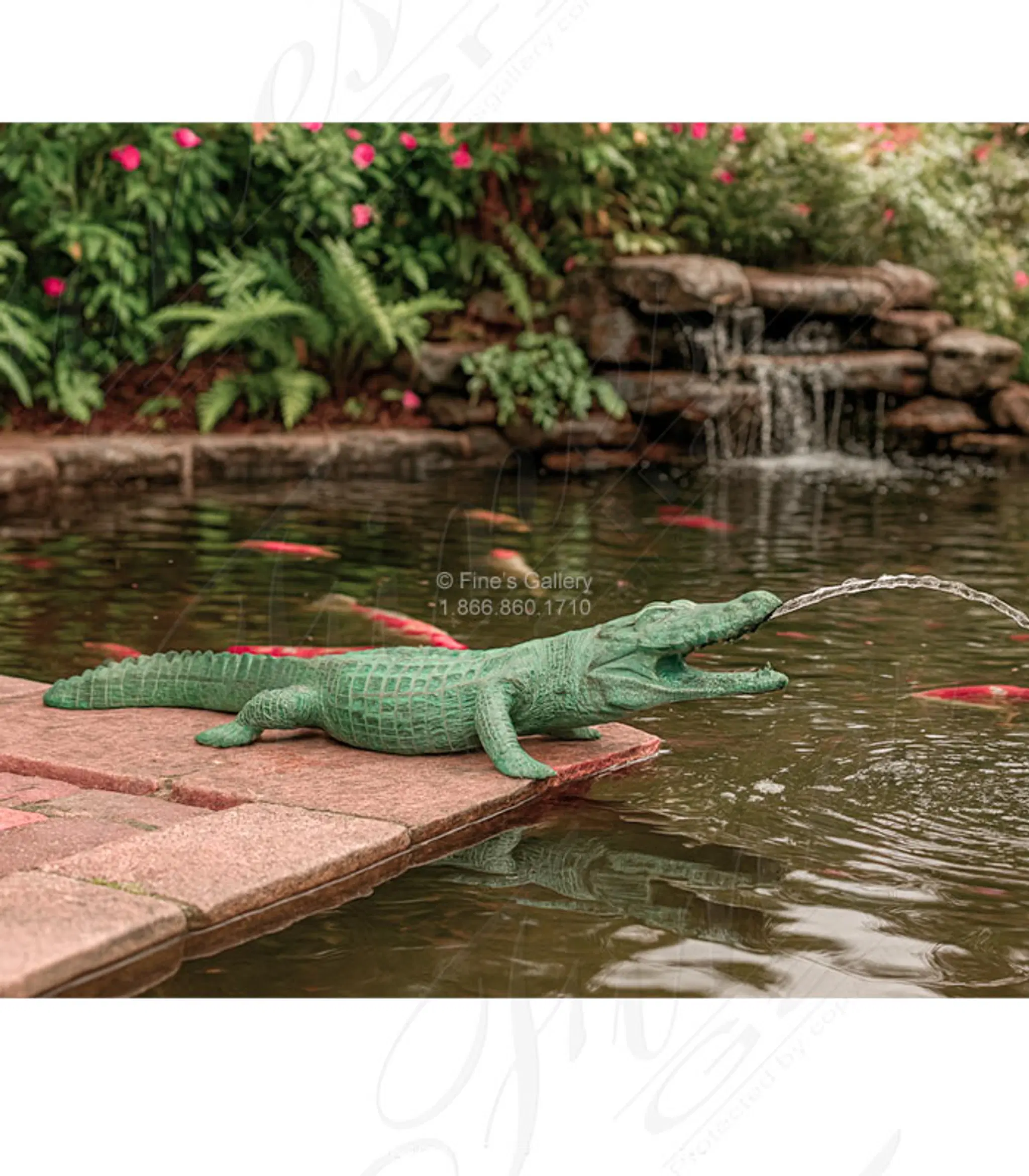 Alligator by the Pond Bronze Fountain