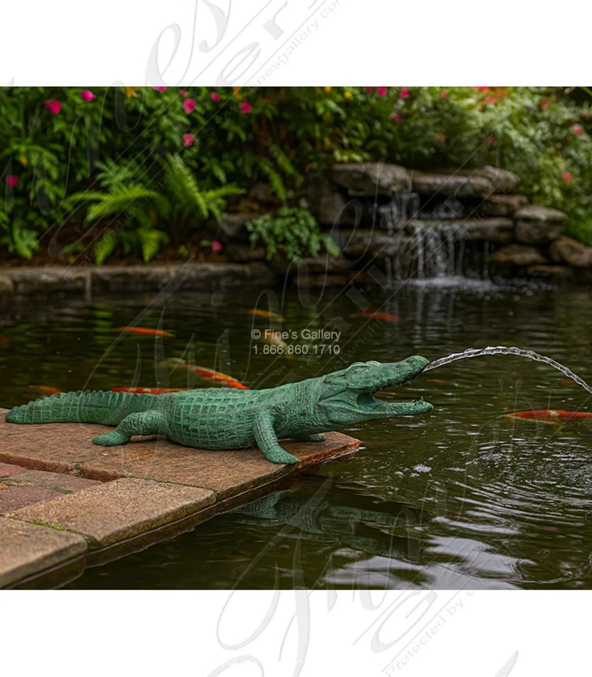 Alligator by the Pond Bronze Fountain
