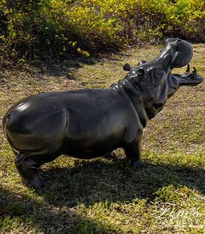 Bronze Hippo Fountain - Realistic Cast Bronze Garden Sculpture - Outdoor Water Feature
