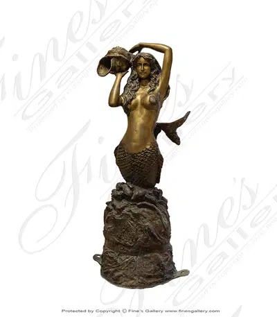 Seductive Sea Nymph Bronze Mermaid Fountain - Outdoor Garden Water Feature
