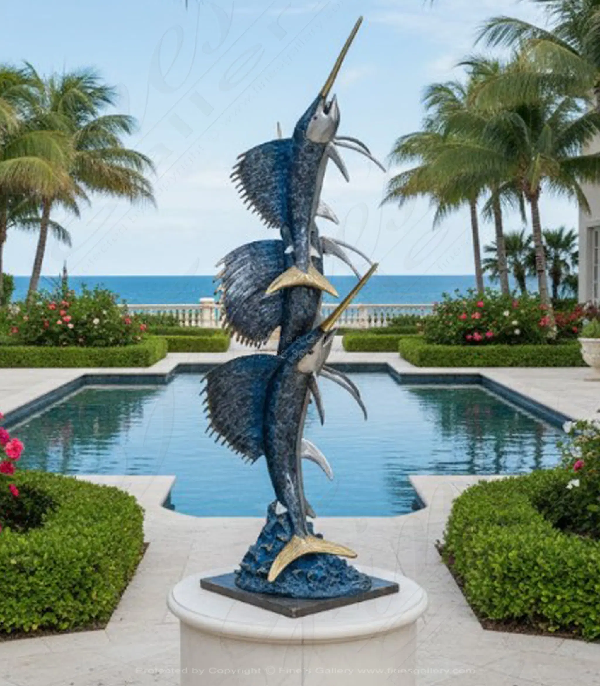 96 Inch Three Sailfish Fountain