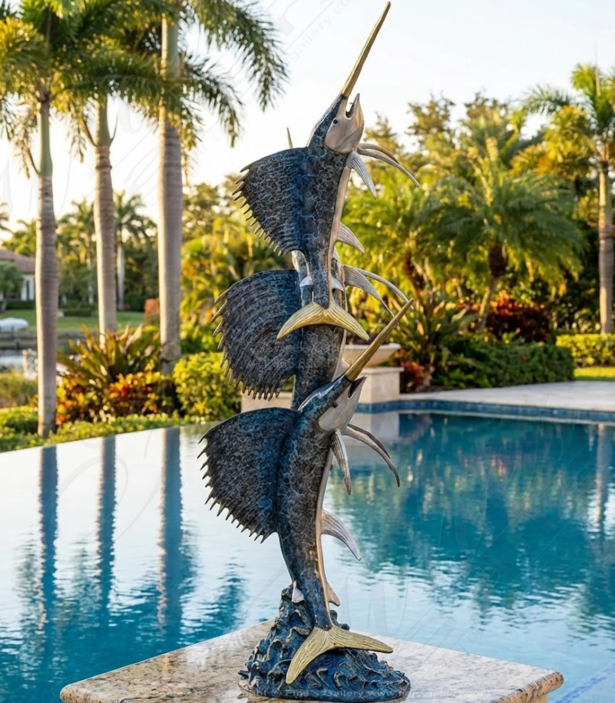 96 Inch Three Sailfish Fountain