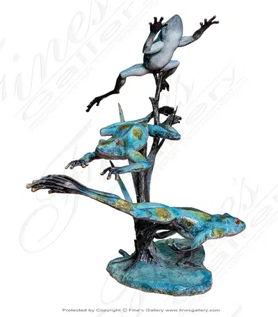 Three Frog Bronze Fountain
