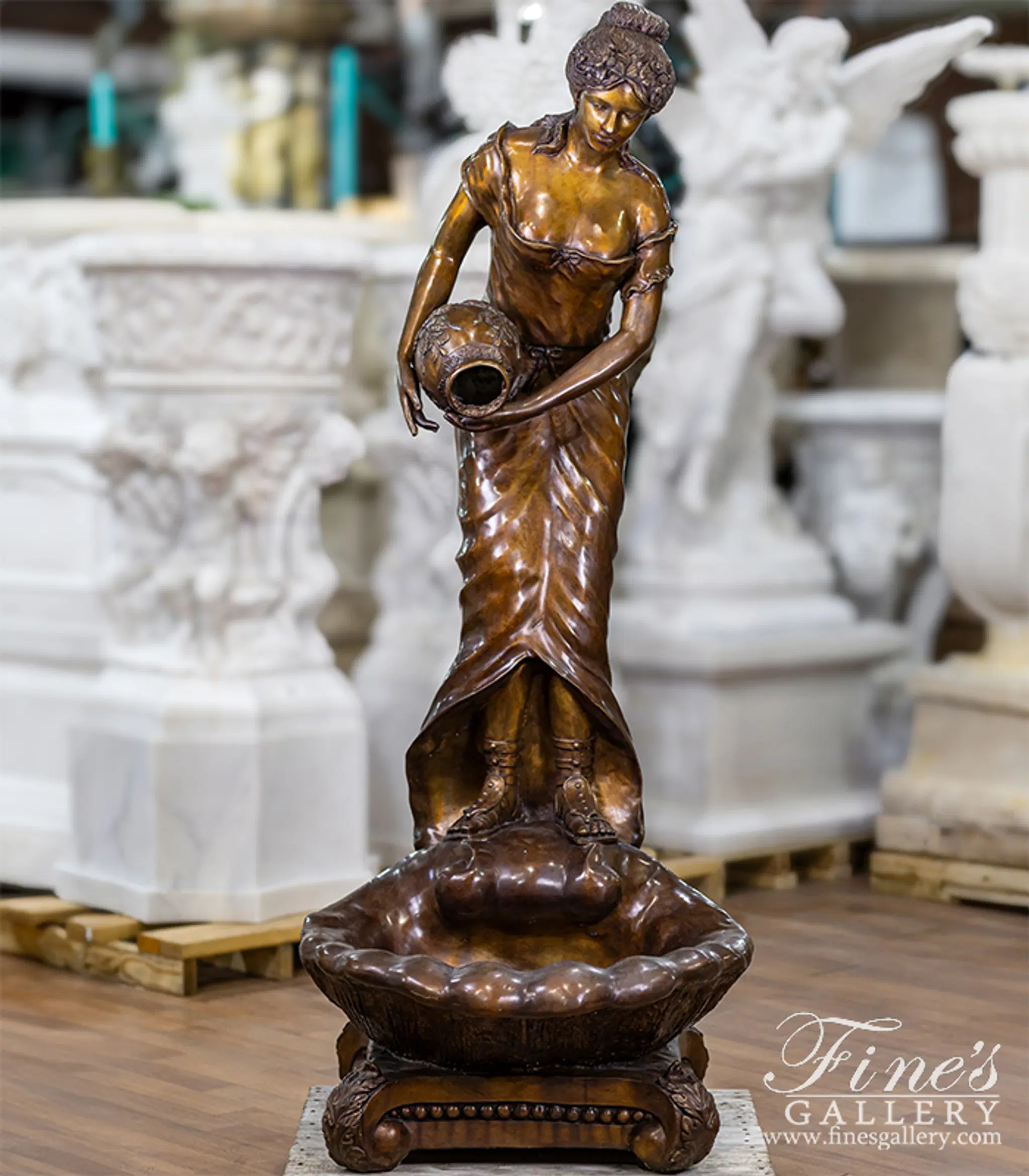 Bronze Beauty Pouring Carafe - Enchantress Garden Fountain - Dark Bronze Statue with Relaxing Water Sounds — Model BF-634 — Hand-Crafted by Fine's Gallery