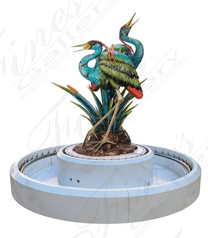 Blue Green Bronze Herons Fountain