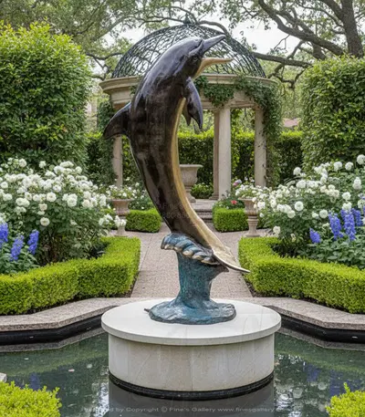 Enamel Bronze Dolphin Fountain