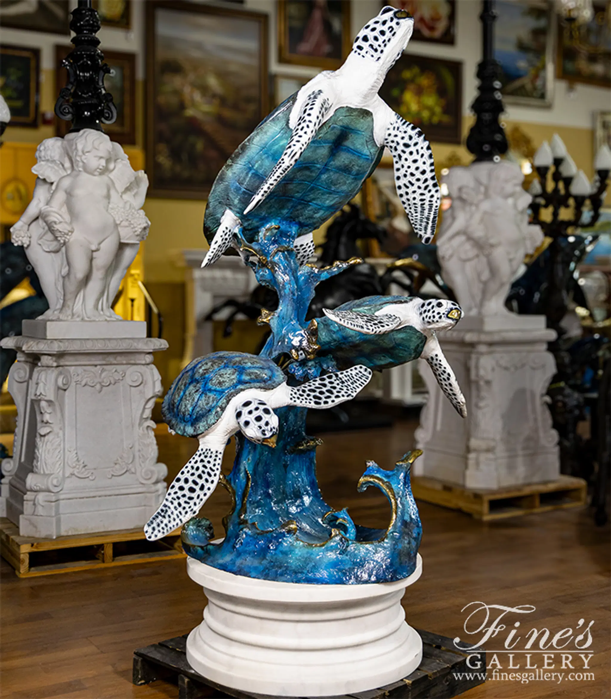 Bronze Sea Turtle Fountain