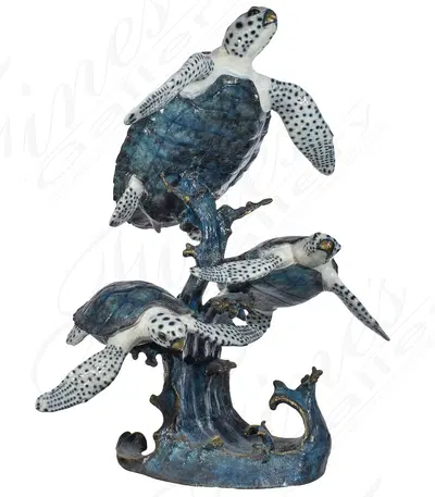 66" Bronze Sea Turtle Fountain - Elegant Garden Water Feature with Multiple Spouts