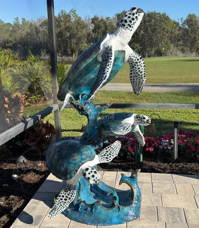 66" Bronze Sea Turtles Fountain - Elegant Garden Water Feature with Multiple Spouts