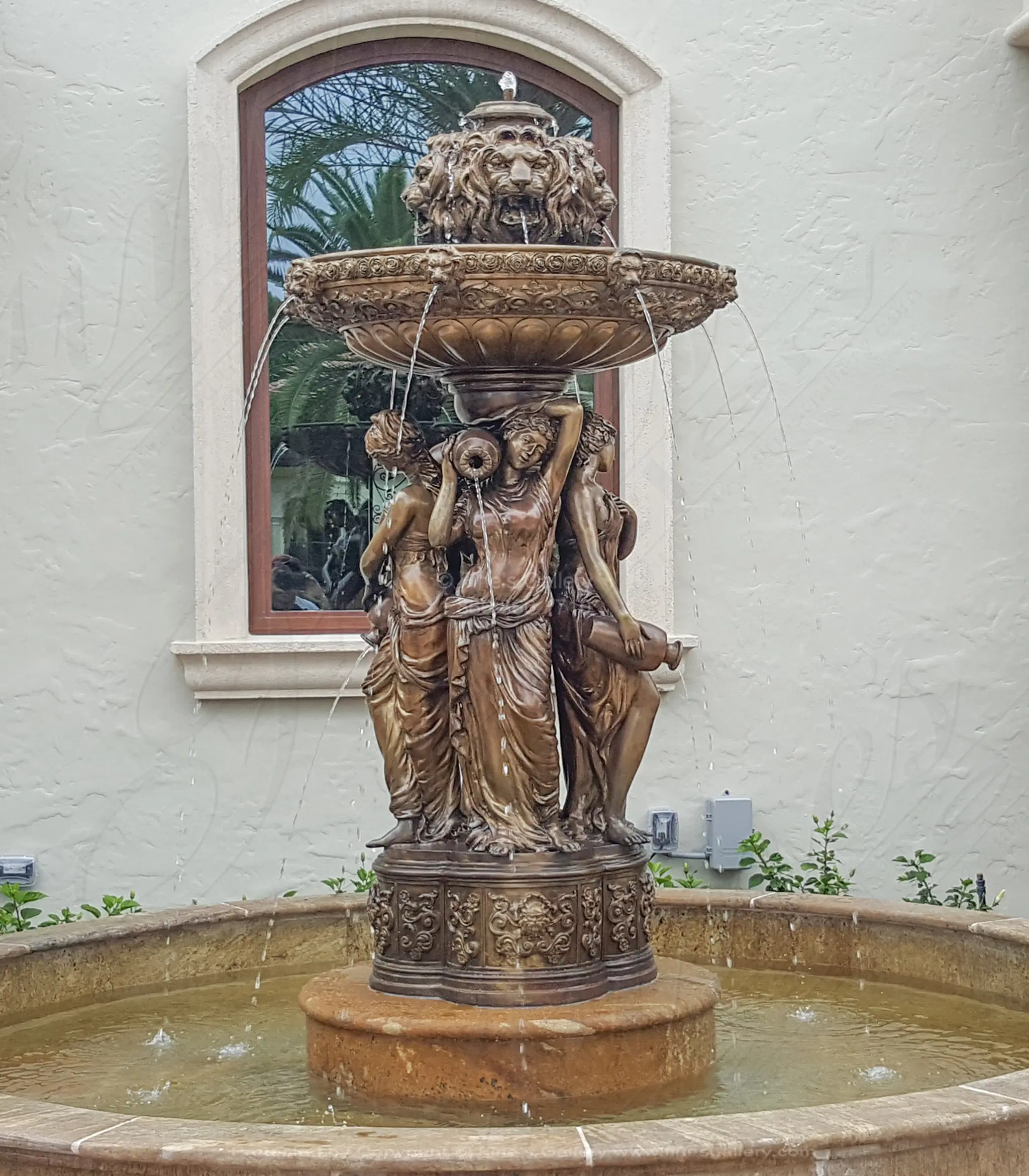 Ladies and Lions Classic Bronze Fountain — Model BF-748 — Hand-Crafted by Fine's Gallery