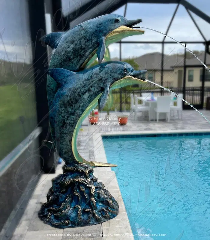 62 Inch Bronze Dolphins Fountain