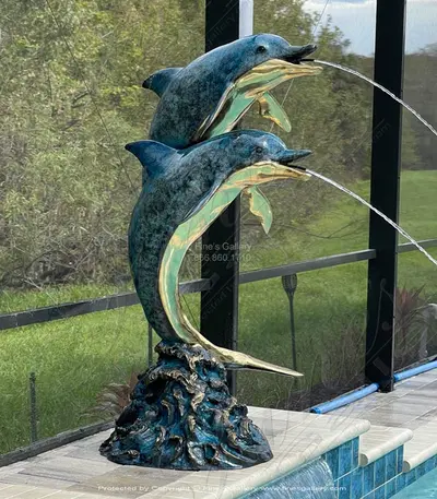 62 Inch Bronze Dolphins Fountain