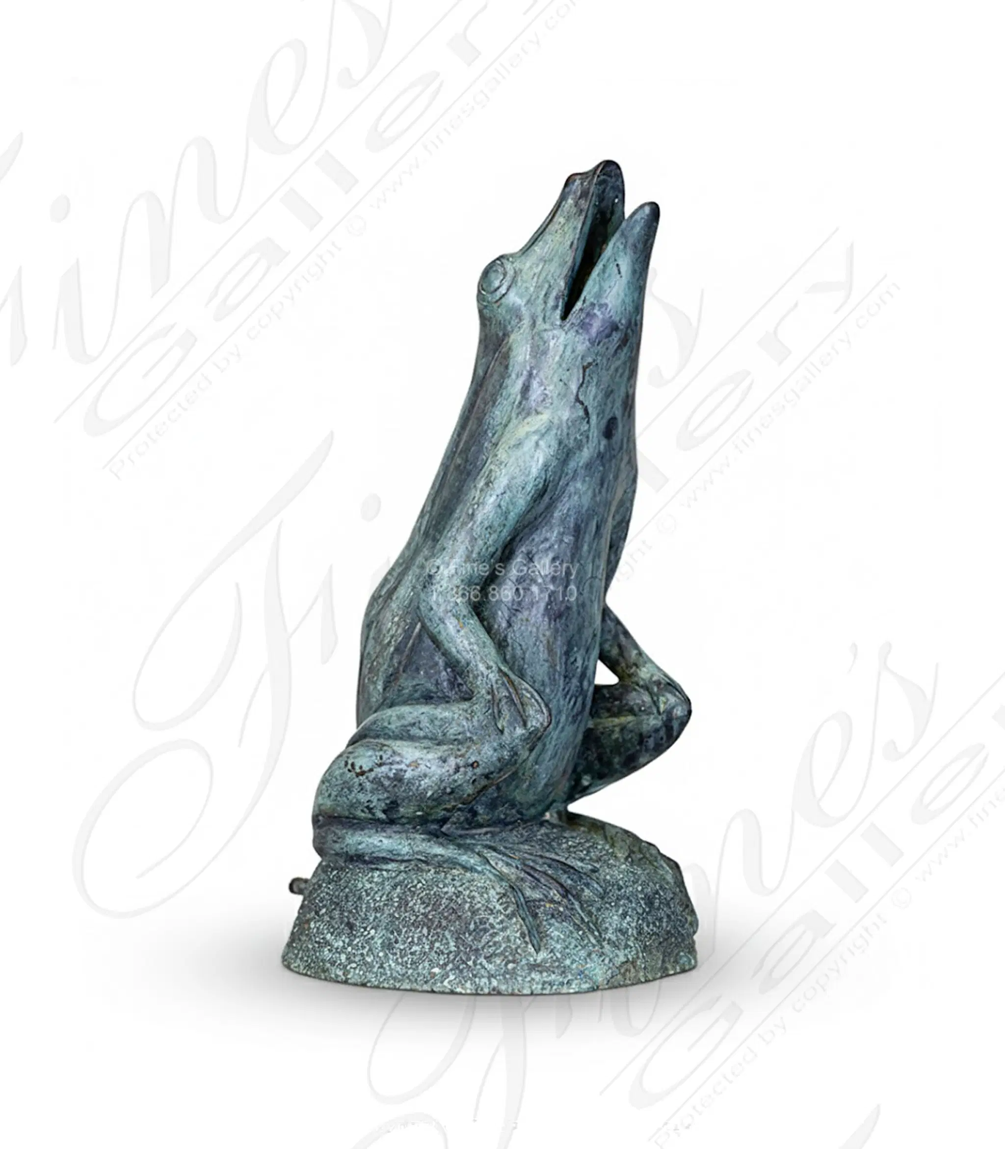 Bronze Fountain Frog Statue - Handcrafted Garden Water Feature - Sitting Frog Design