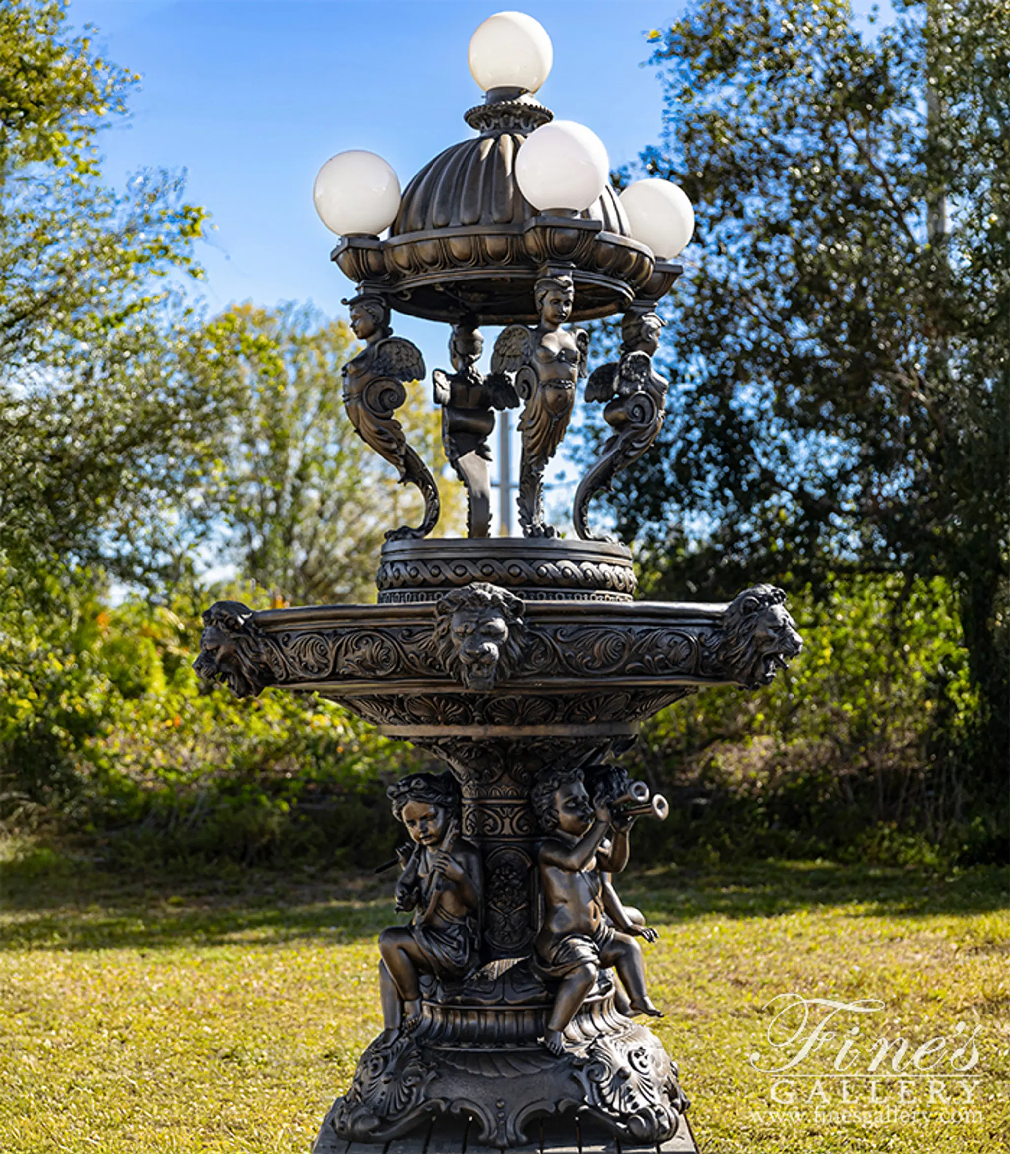 114" Tall Sphinx Fountain in Museum Quality Bronze — Model BF-800 — Hand-Crafted by Fine's Gallery