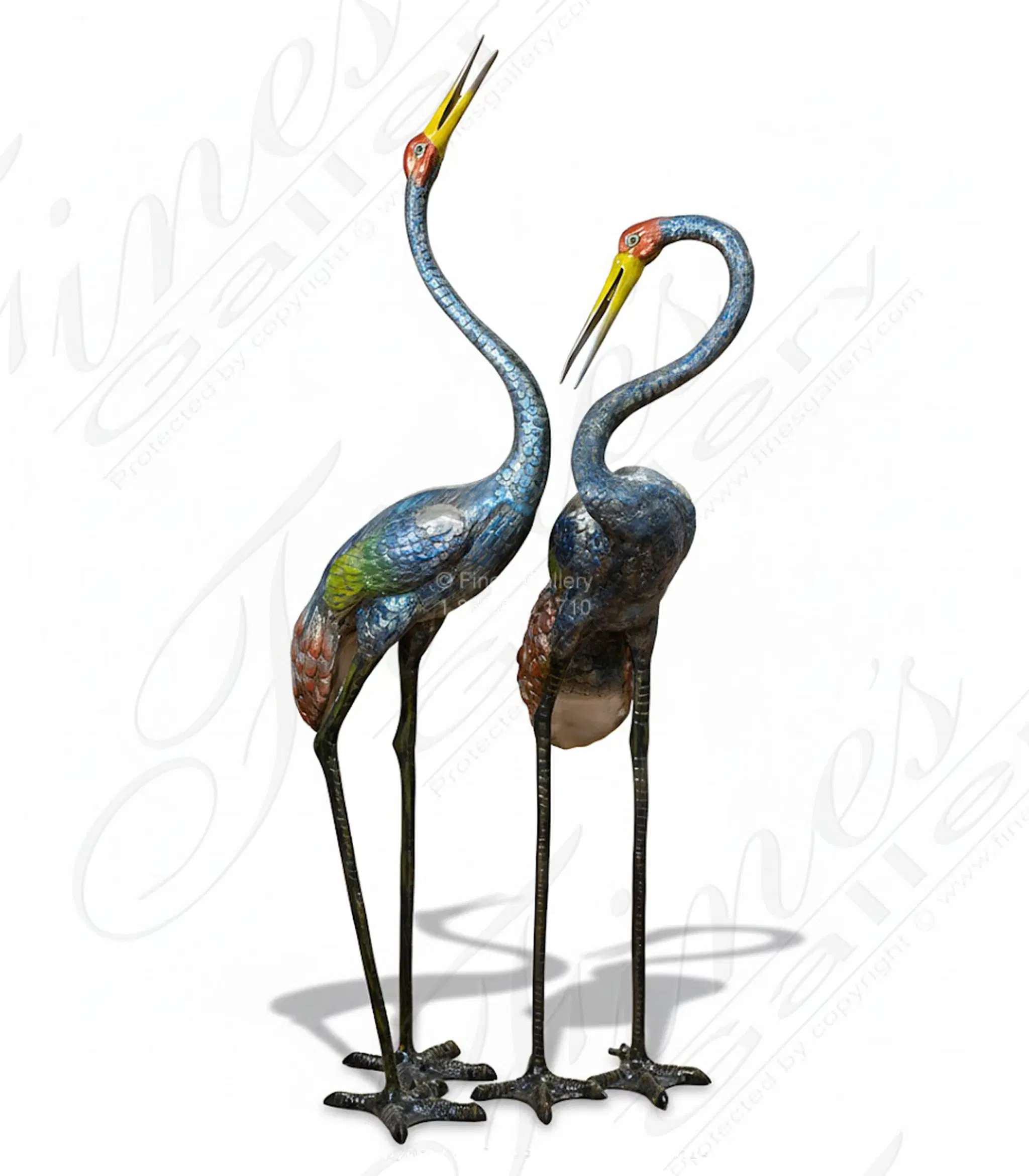 Colorful Bronze Crane Pair