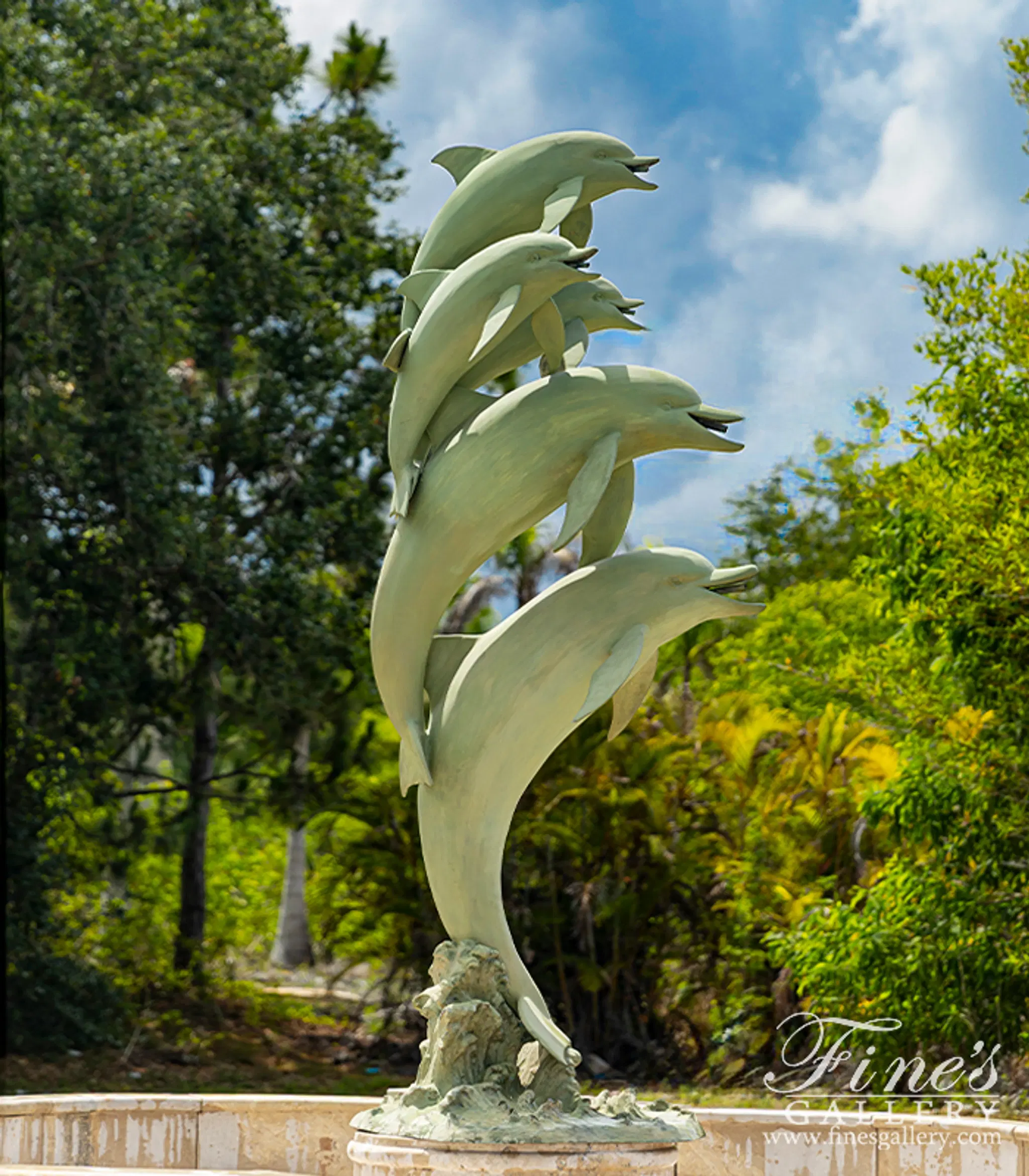 Antique Patina Five Dolphin Fountain Feature