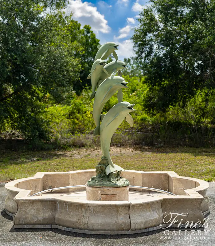 Antique Patina Five Dolphin Fountain Feature
