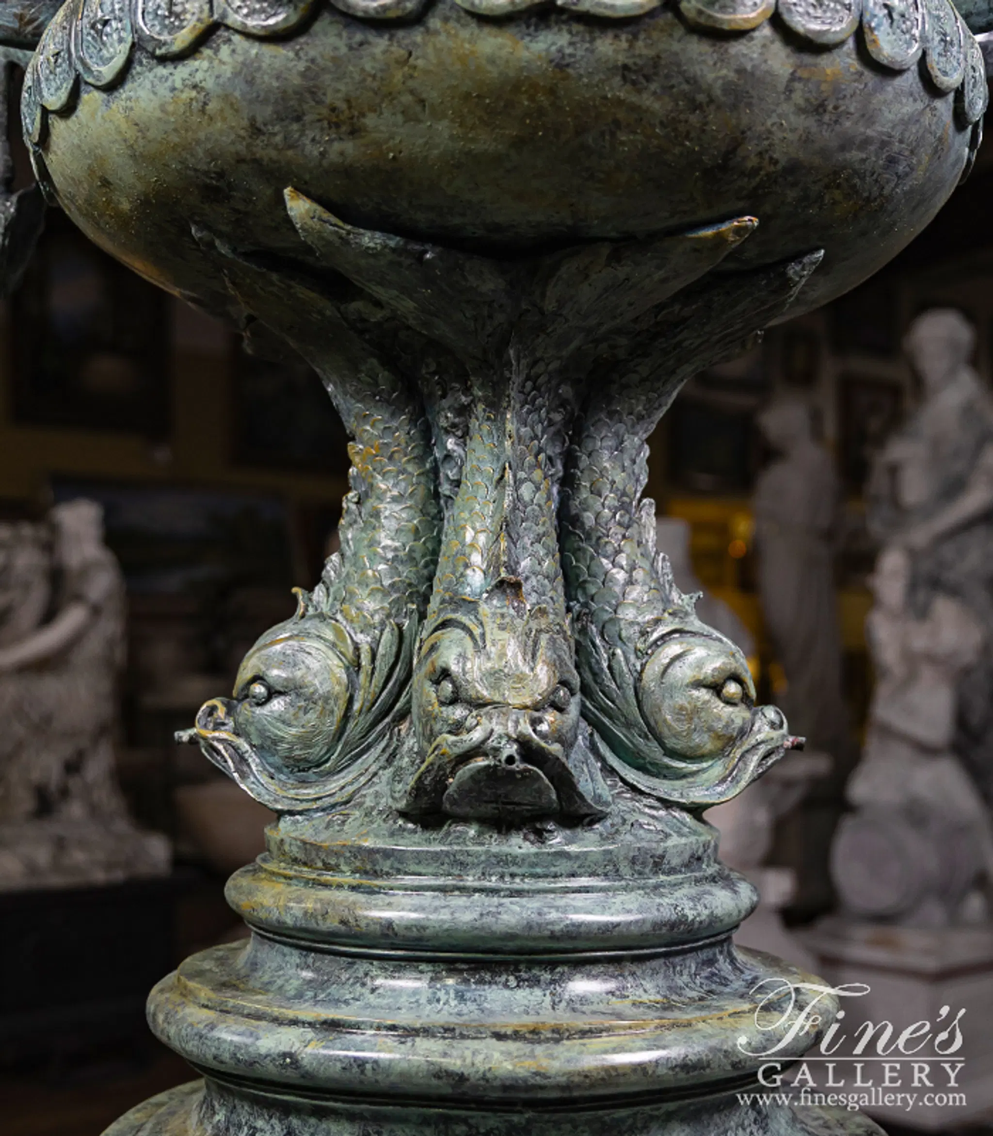Patina Horse, Lion, Cherub Themed Bronze Fountain — Model BF-846 — detail view 4