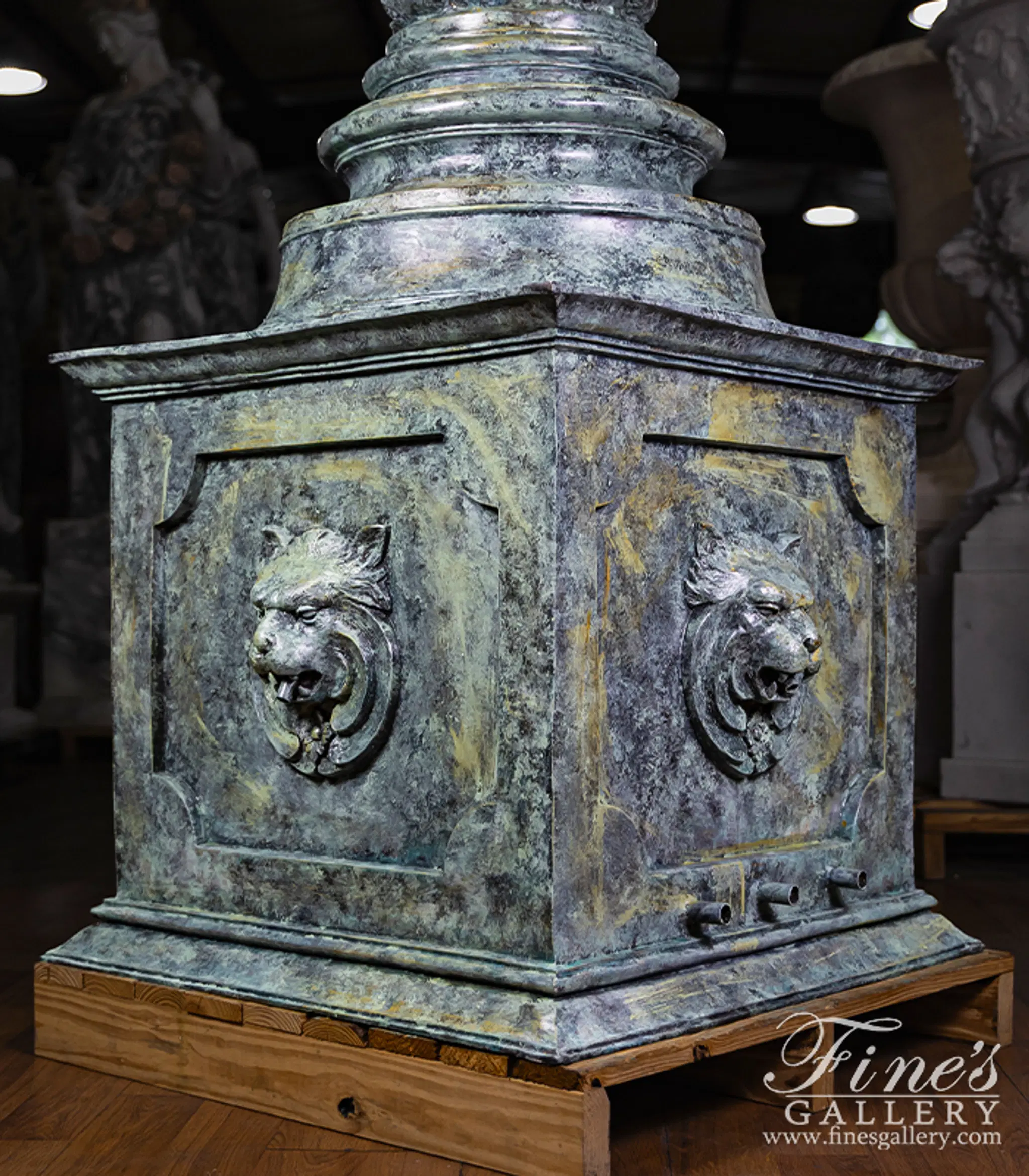 Patina Horse, Lion, Cherub Themed Bronze Fountain — Model BF-846 — detail view 7