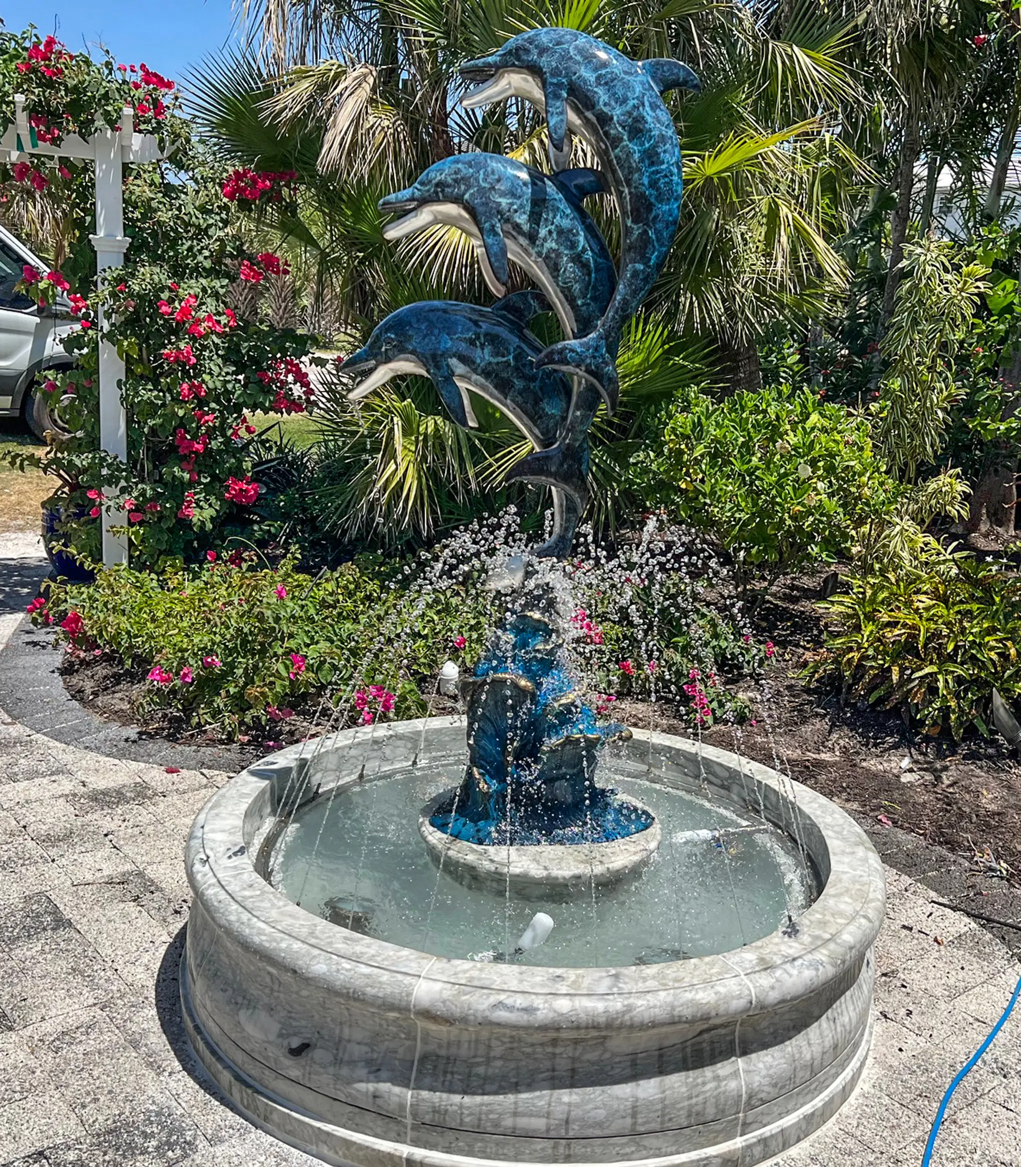 Three Dolphins on a Wave Bronze Fountain — Model BF-853 — Hand-Crafted by Fine's Gallery