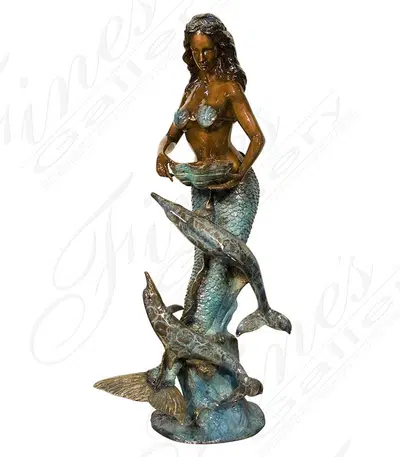 Bronze Mermaid with Dolphins Fountain