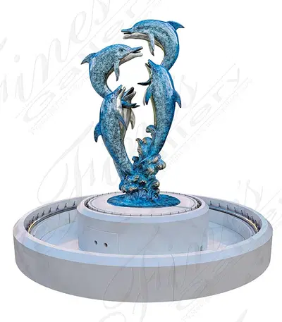 84 Inch Tall Bronze Dolphins Fountain
